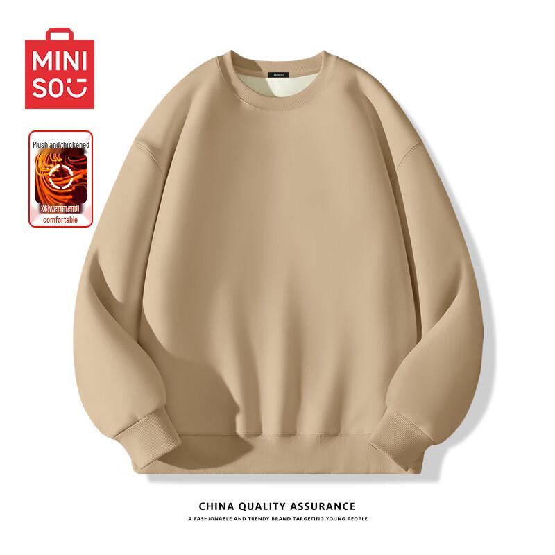 MINISO Men's Solid Color Crewneck Pullover Sweatshirt