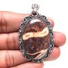 Pendant Crazy Lace Agate Gemstone Valentine'Day Gifted Silver Jewelry 2.5"