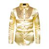Мужская ретро глянцевая рубашка с лацканами на пуговицах, с пайетками, винтажная формальная рубашка для диско-баров, ночных клубов, вечеринок