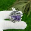 925 Sterling Silver Chevron Amethyst Stone Art Deco Sister Bezel Pendant Jewelry