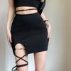Женская юбка с высокой талией, нерегулярная разделенная повязка, тонкая повседневная универсальная мини-юбка с запахом бедра