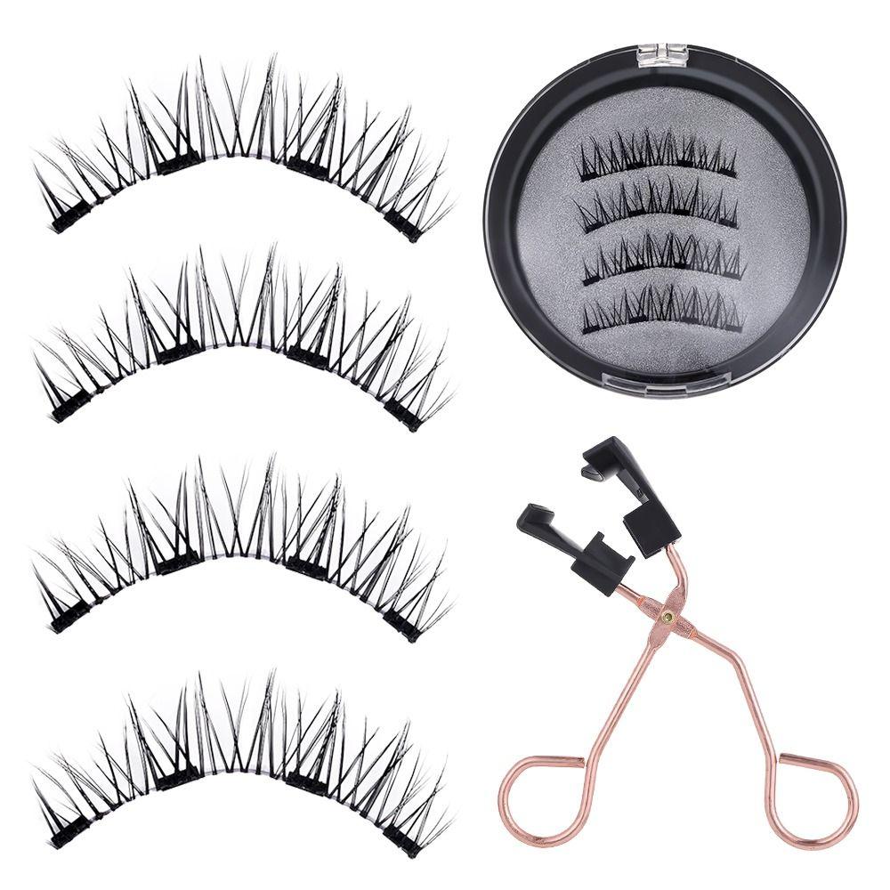 Многоразовые натуральные 4 магнита, клей не требуется, с аппликатором, магнитные ресницы, накладные ресницы