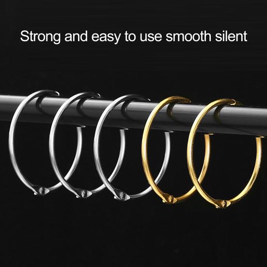 12 шт., кольца для занавески для душа в ванной, устойчивые к ржавчине, гладкие скользящие, плотно закрытые, круглые крючки для занавески для душа с защитой от падения