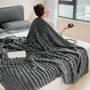 Summer AC Flannel Blanket Thickened Double-sided Plush Striped Texture Solid Color Office