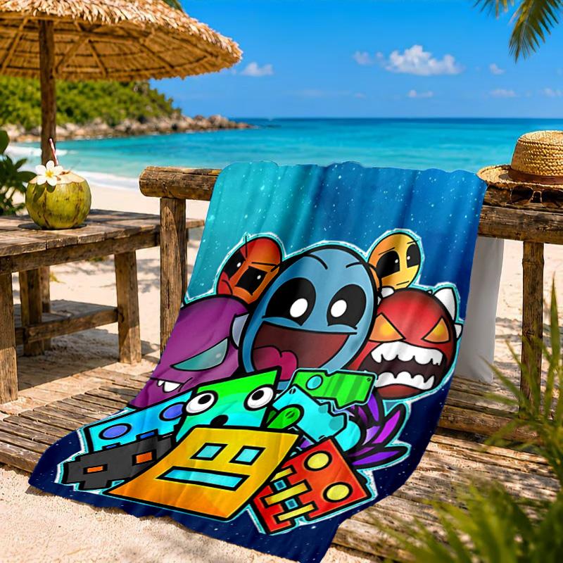 Geometry Dash: Dance To The Beat Beach Towel, Quick-drying, Easy to Care for, Suitable for Both Fitness and Beach Vacations,Sports Essential