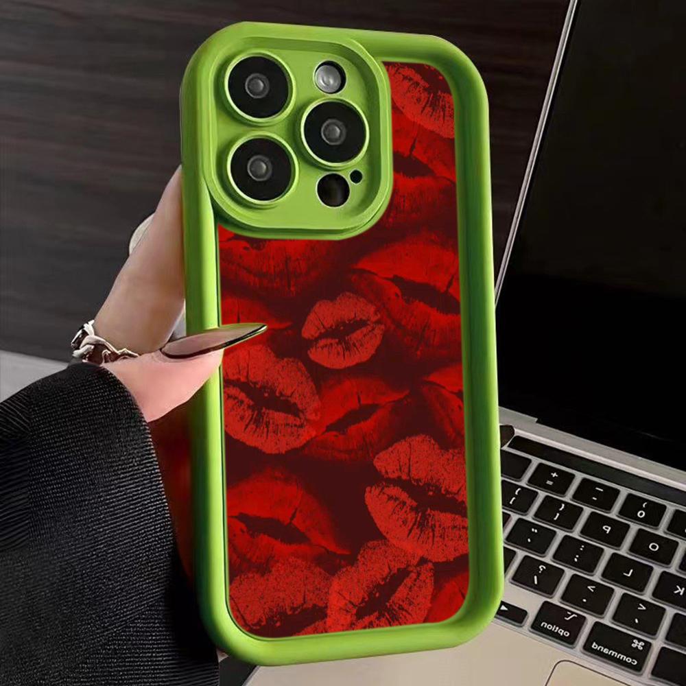 LZ23 Lips Kiss Heart Design Art Silicone Phone Case for iPhone 11 13 14 15 16 Pro Max 7 8 16 Plus 12 Mini XS Max XR Shockproof Back Cover