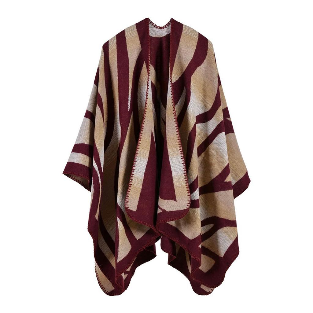 Women Winter Warm Oversized Printing Blanket Cape Wraps Shawl Cardigans