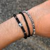 3 шт. Мужской браслет из бусин, Винтажный черно-белый браслет-цепочка с натуральными камнями, Регулируемый браслет, Крутой ювелирный подарок для него