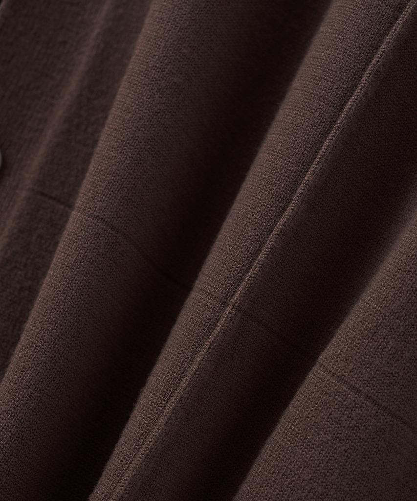 BLOND9 Soft Pointed Tuck Collar Knit Shirt_Brown