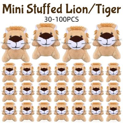 30-100 шт. Мини-плюшевые игрушки в виде животных Льва/Тигра 6,5 см Маленькие мягкие львы/тигры оптом для подарков на вечеринку, призов для класса