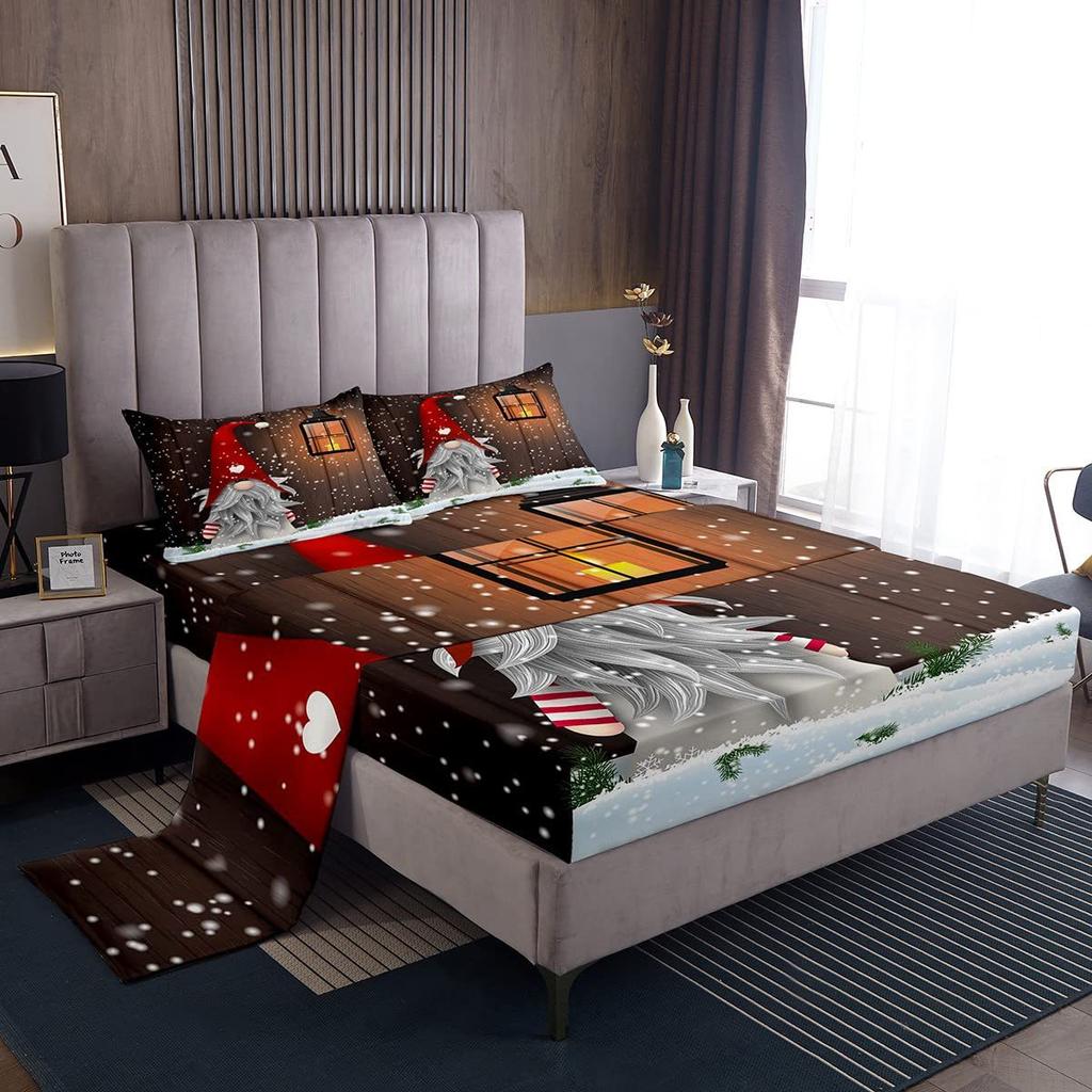 Счастливого Рождества Простыни Милый Санта Матрас Подходит для Детей Взрослых Общежитие Спальня Украшение