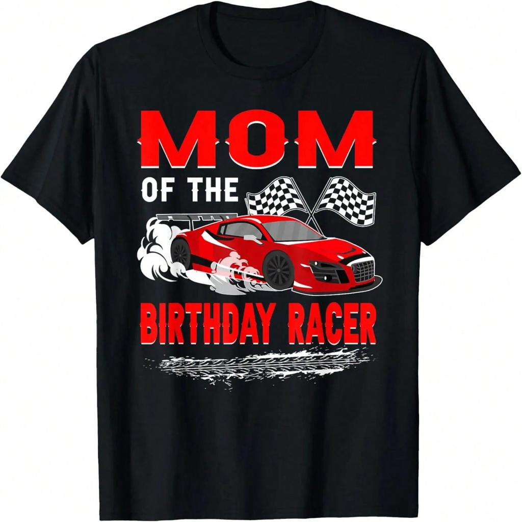 Вечеринка в стиле гоночных машин Мама гонщика на день рождения Гоночная семья Футболка