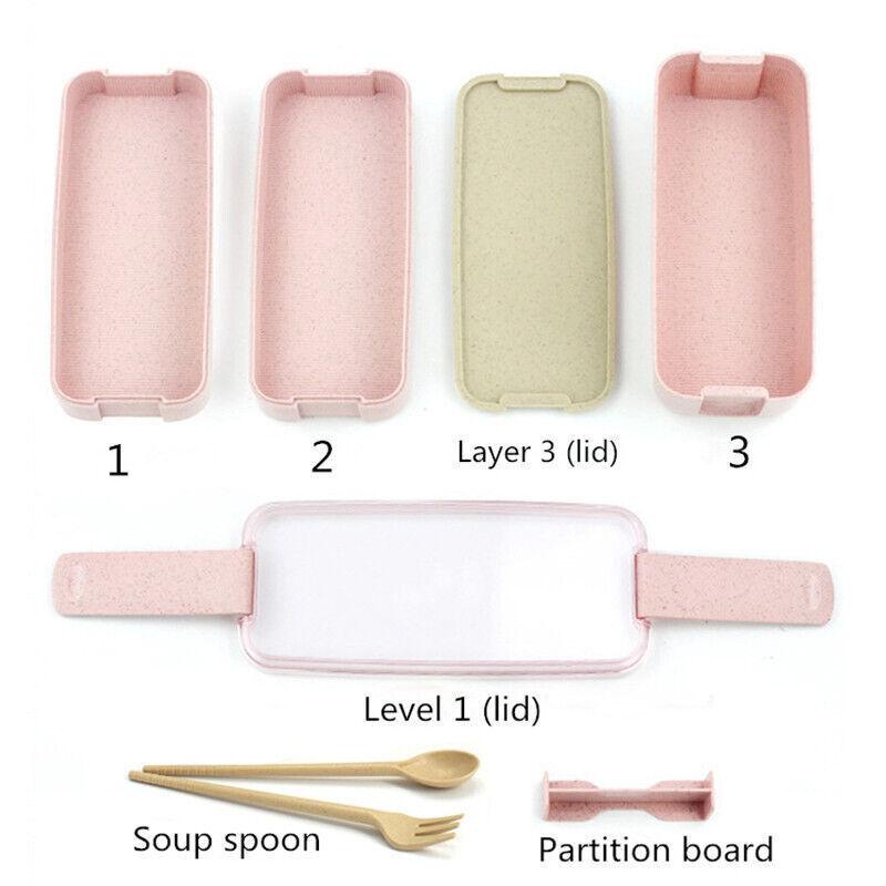 3-слойный ланч-бокс, ложка, вилка, столовая посуда, набор для хранения еды, бенто, микроволновая печь