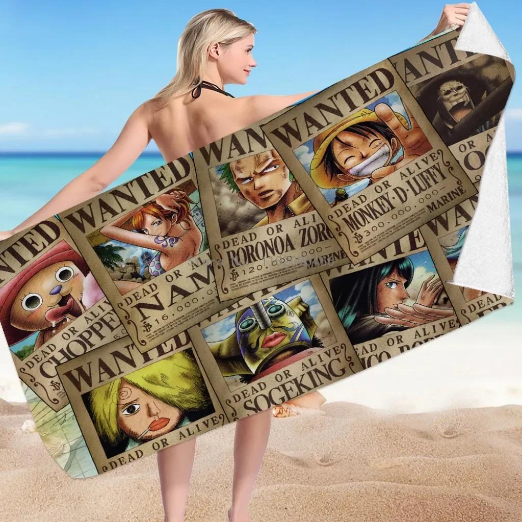 2026 Hot Bandai Anime One Piece Bath Towel Beach Towel Mat Fast Drying Bathroom Beach Towel Kids Boys Washcloth Blanket Gifts