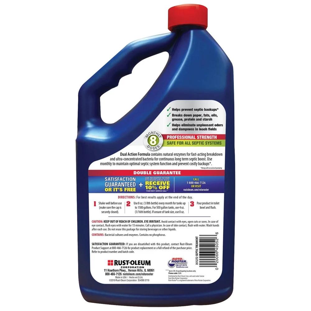 Натуральные ферменты для очистки септика Бутылка для расщепления отходов Устранитель запахов Безопасен для труб Септическая система Ежемесячное использование Некоррозионный 64 унции