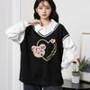 Плюс Размер Женская Осень Новый Дизайн Sense of Niche Splicing Толстовка В Стиле Колледжа