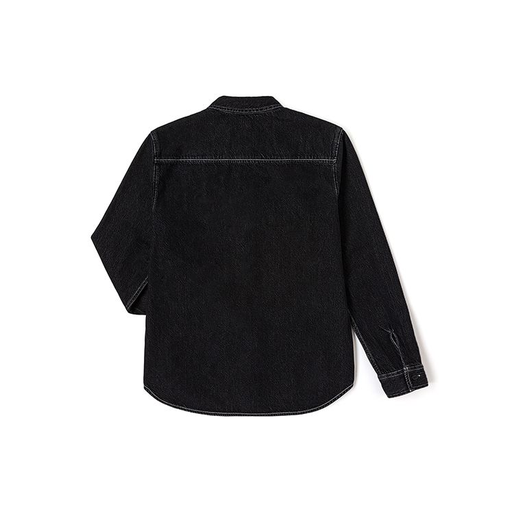 FW23 Стандартная джинсовая рубашка с длинным рукавом Мужские рубашки Черный LMT007084100031A05614