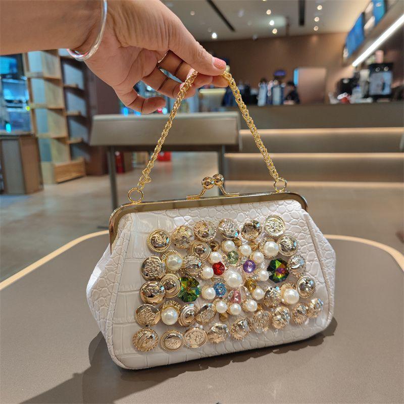 Сумка для ужина Charm Socialite Diamond Studded 2025 New Sweet Handheld Chain Shoulder Bag
