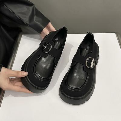 Женские туфли на толстой подошве из черной кожи, новые весенне-осенние, в британском стиле, на толстом каблуке, с круглым носком, японские лоферы jk, одинарные туфли