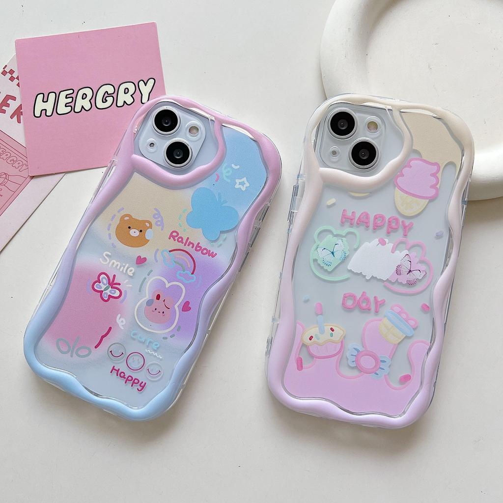 Милый силиконовый чехол для Infinix Hot 30i Xiaomi Redmi Note 12 11 Vivo V27 V25 V29 Oppo A78 A58 A38 Funda Cartoon Smile Чехол для мороженого Мягкий бампер из ТПУ