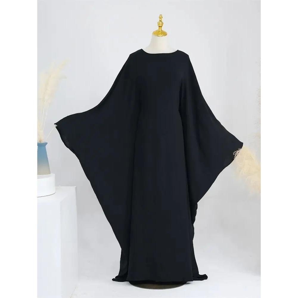 Ramadan Eid Soft Crepe Khimar Batwing Abaya Dubai Islam Muslim Modest African Dresses for Women Kaftan Kebaya Robe Femme Musulma