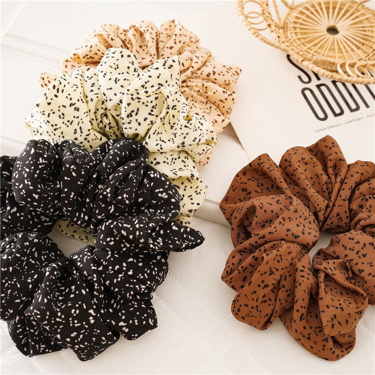 Крупногабаритная шифоновая ткань с леопардовым принтом Кольцо для волос для толстого кишечника Дикая катушка для волос Веревка Головной убор Связанные волосы Резинка Модные плетеные волосы