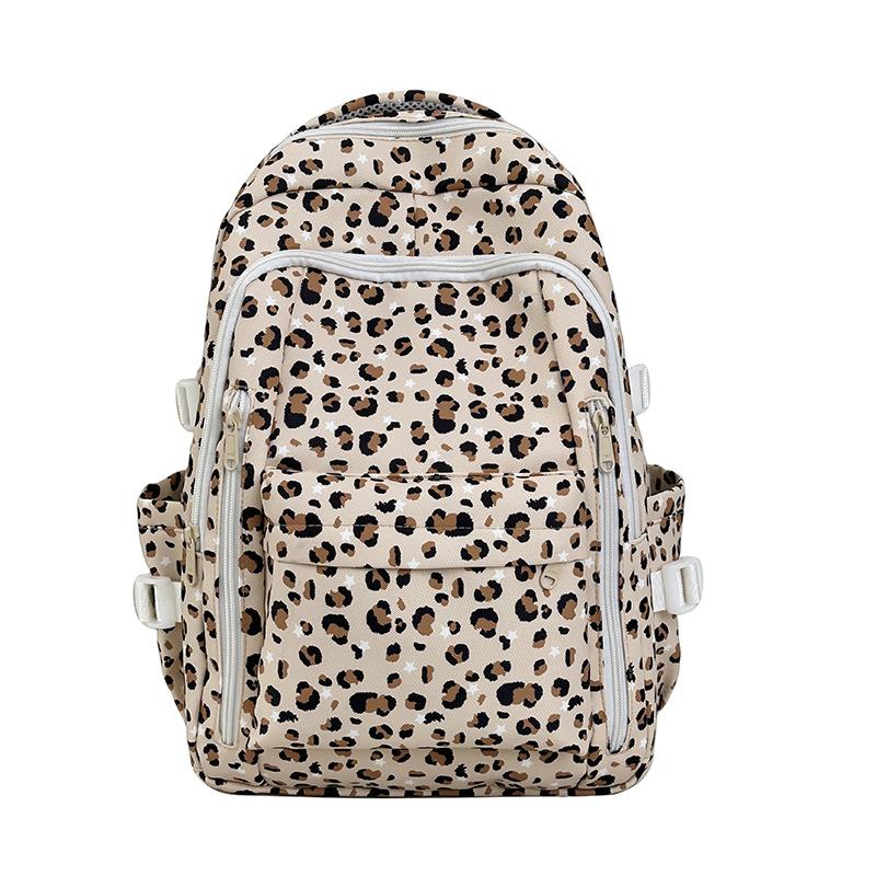 Schoolbag school bag niche girls junior high school students multi-color leopard print 1011 new backpack high value light large capacity backpack