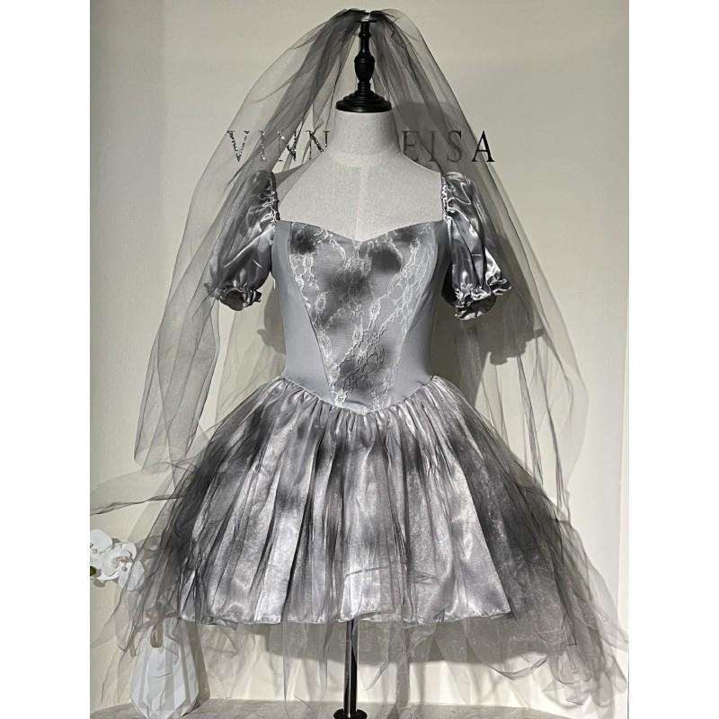 M-XL Halloween Hell Bride Cosplay Dress Womens Party Zombie Vampire Costume
