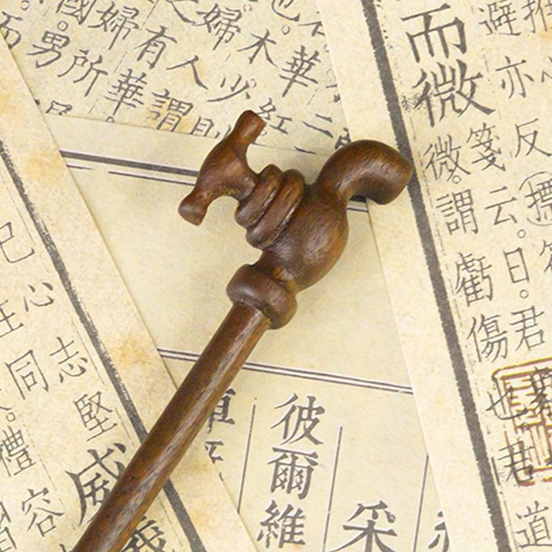 1Pc Water Droplet Shape New Chinese Style Sandalwood Hairpin Ancient Headwear Wood Hairpin Fun Headwear Faucet Hairpin