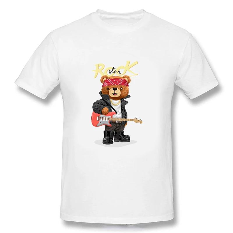 Teddy Bear Playing Badminton Tshirt Exercise Clothing Short Sleeve Tops Graphics Kawaii Unisex Women Short Sleeve Printed Shirt Top