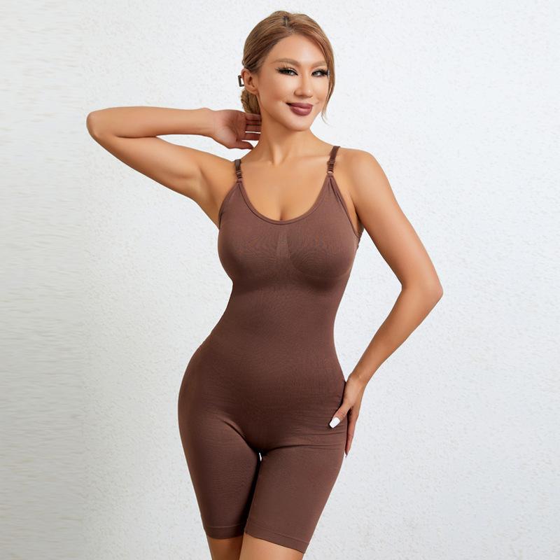 Women's Seamless Full Body Shapewear Bodysuit, Tummy Control Mid Thigh Shaper with Adjustable Straps, Plus Size Slimming Bodysuit for Daily Wear