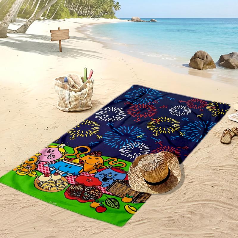 Mr. Men & Little Miss Beach Towel, Soft Absorbent Quick‑Dry Towel for Beach Pool Swimming Travel Home