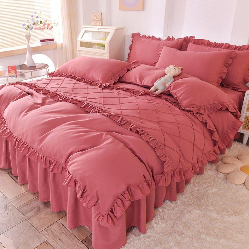 Кружевной постельный подзор из четырех частей, европейская атмосфера, простое одеяло, покрывало, простыня, постельное белье