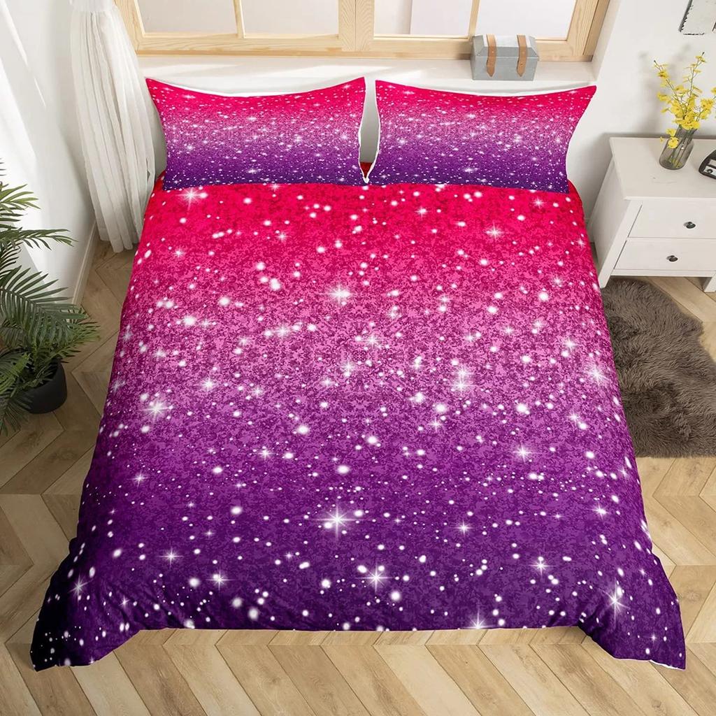 Rainbow Galaxy Duvet Cover Rainbow Quilt Cover Set Colorful Stars Space Psychedelic Polyester Bedding Set Double Queen King Size