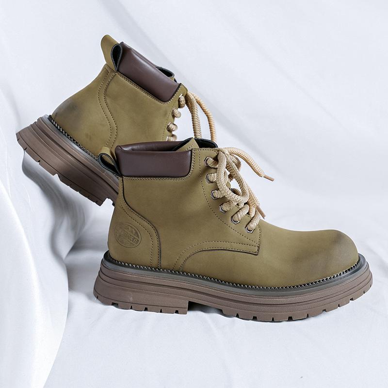 Модные высококачественные повседневные кожаные мужские ботильоны на толстой резиновой подошве мужские мотоциклетные ботинки модная теплая плюшевая меховая зимняя обувь