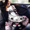 1pc Pink Flowers & Hello Kitty Blanket, Soft Throw for Home Decor, Gift Idea, Suitable for All Seasons, Living Room, Travel, Camping, Car Blankets, Be