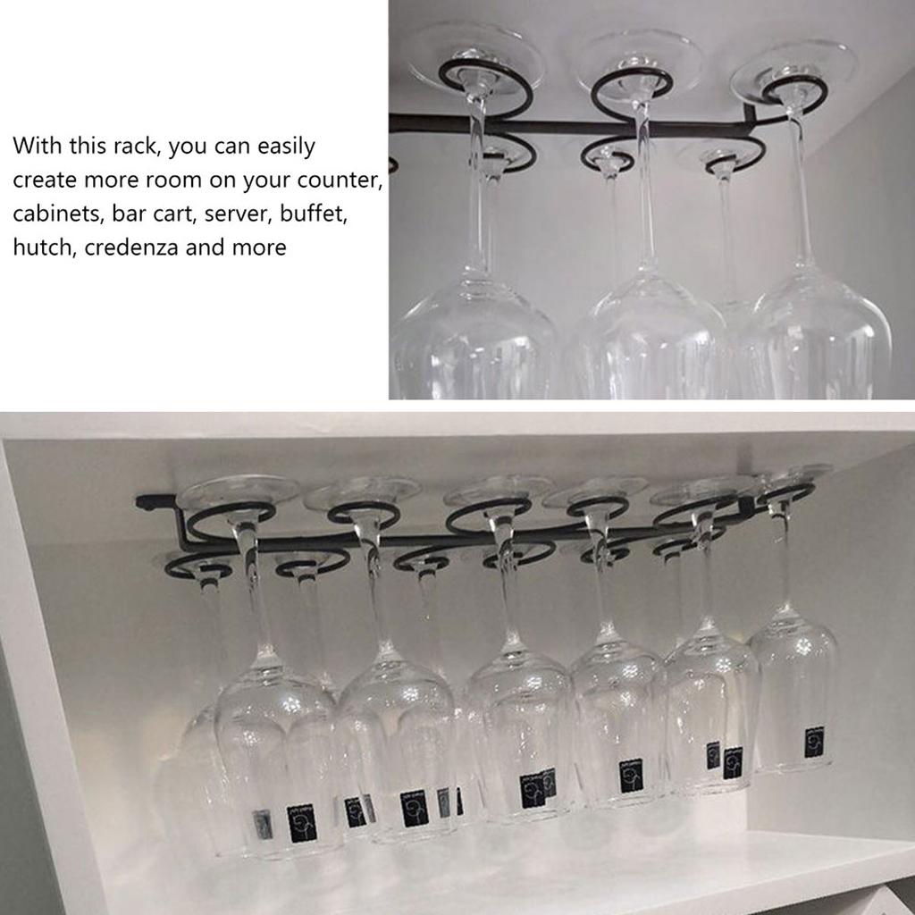 Metal Wine Glass Rack Holder Under Cabinet Stemware Hanging Storage Holder for Bar Kitchen Glass Wine Cup Shelf Organizers Tools