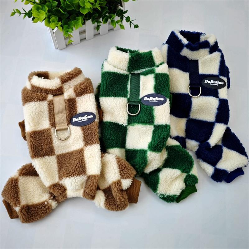 Fashion Plaid Puppy Cat Dog Jumpsuit Pajamas Winter Warm Pet Overalls for Small Dogs Pomeranian Chihuahua Mascotas Clothes Pants