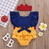 Summer Baby Girls Sleeveless Romper Jumpsuit+Headband 2PCS Set