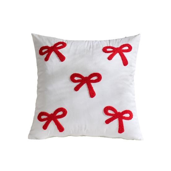 Наволочка декоративная бархатистая мягкая с узором в виде бантиков разных размеров чехол для подушки диван спальня