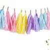 EU & US Romantic Wedding Room or Birthday Paper Tassel Curtain (35cm) DIY Festive Decoration
