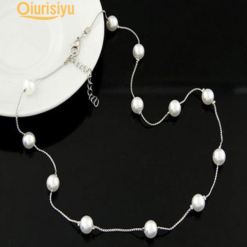 Women Faux Pearl Charm Pendant Chain Choker Short Necklace Jewelry Fashion Jewelry