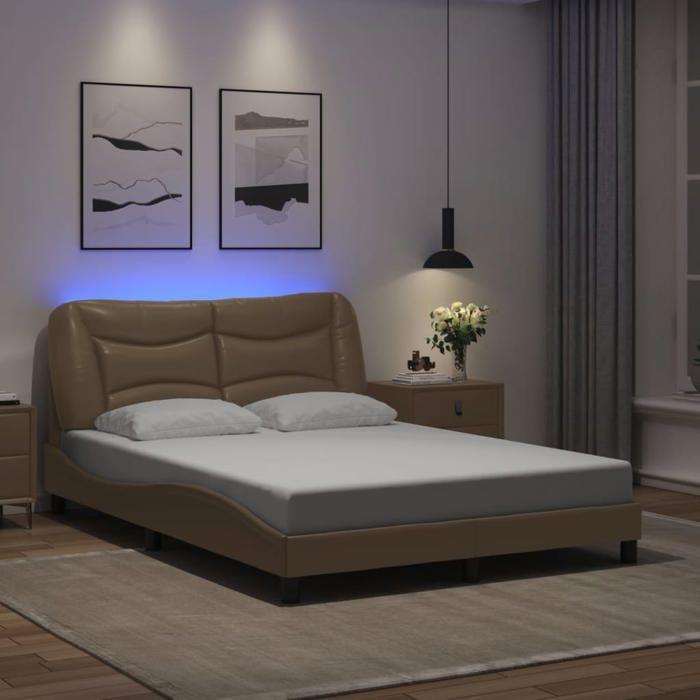 VidaXL Bed Frames with LED Lights, Upholstered Bed, Double Bed, Adult Bed for Bedroom Interior, Modern, 3213924