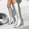 Women's Tall Boots Sung Fit Knee High Boots Chunky Heels Shoes 2024 Autumn Winter Footwear