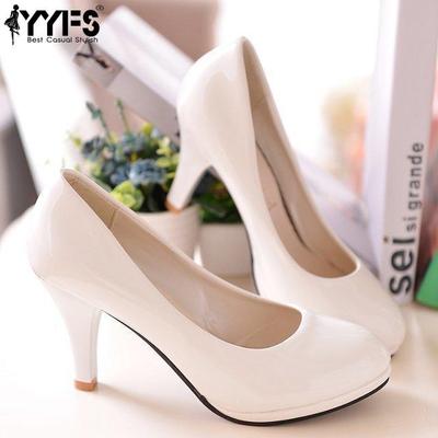 Мода Женщины Кожа Элегантная Деловая Одежда Круглый Носок Низкий Каблук OL Arashi Размер 34-42