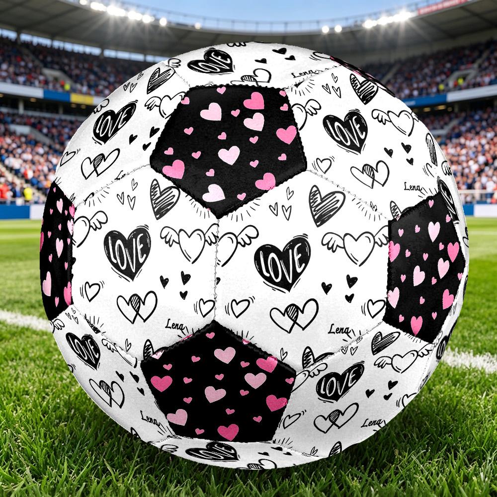 1PC Love Motion Pink Hearts Soccer Ball Size 5 Football Machine Sewn Indoor/Outdoor Universal Football A44
