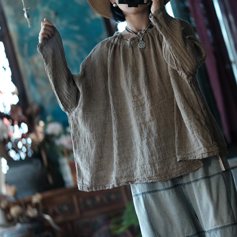 Johnature Женские винтажные лоскутные футболки с круглым вырезом и длинными рукавами, весенние свободные футболки в китайском стиле