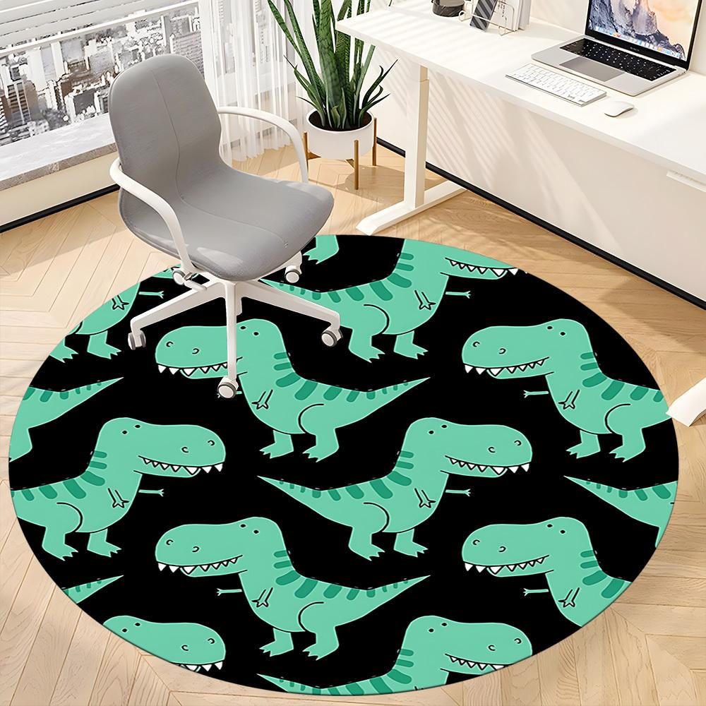 1pc Dino Pattern Office Round Area Rug, Indoor Mat Suitable ForOffice, Under Office Chairs Bedroom Living Room Home Decor, Room Deco, n52