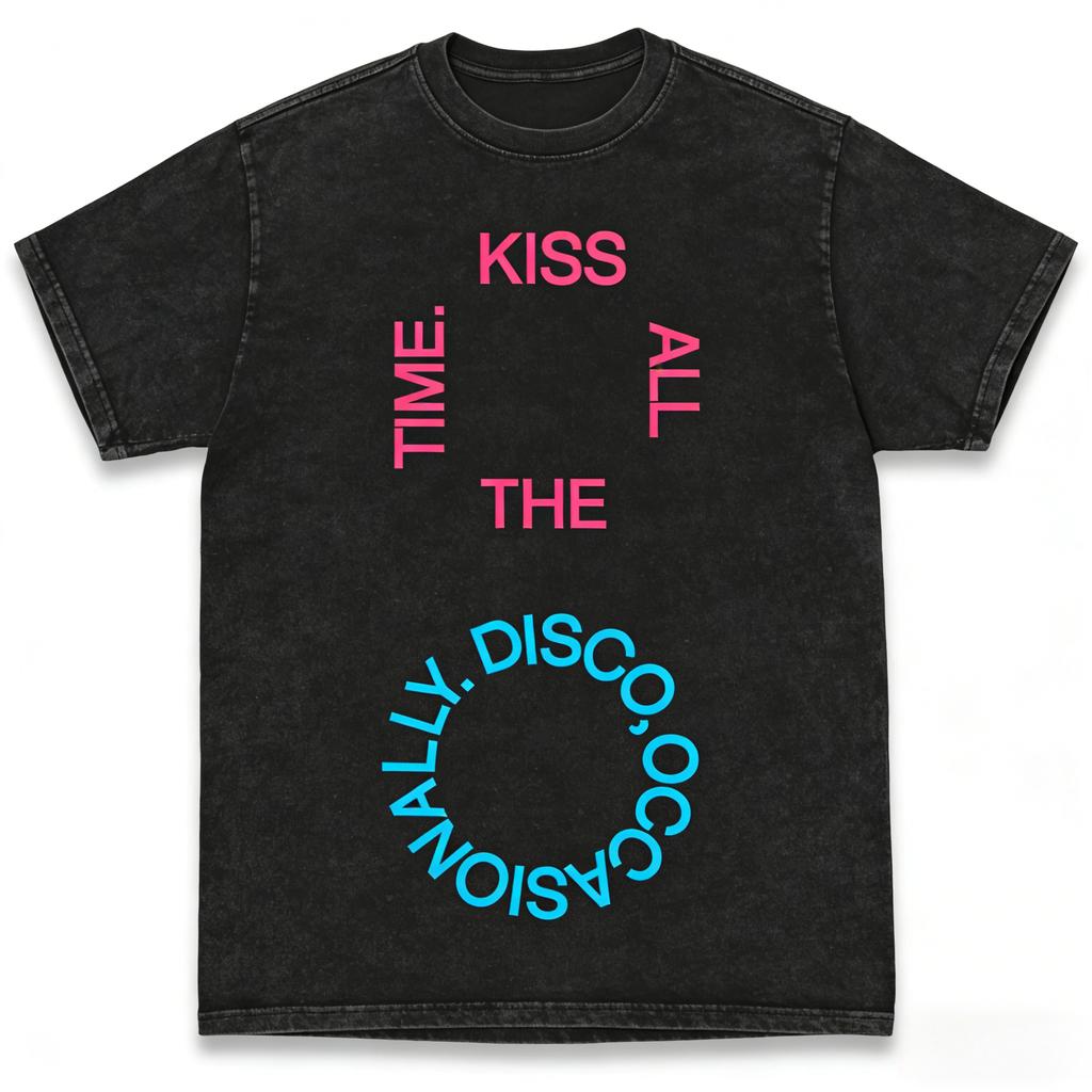 Harry Styles Kiss All The Time Disco Occasionally Album Acid Wash Unisex Cotton Shirt Mens Womens Hiphop Short Sleeve Tshirt