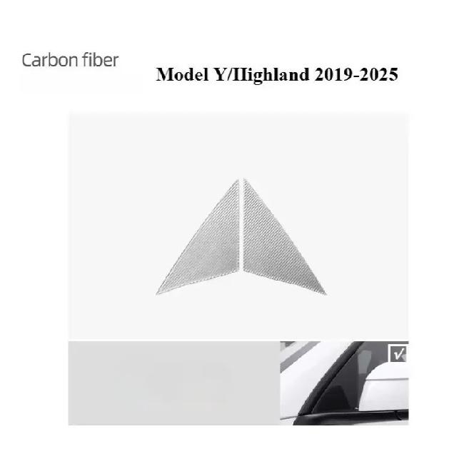 Carbon Fiber A-Pillar Triangle Decor Sticker For Tesla Model 3 Y Highland -2025, Anti-Scratch Car Modified Accessories